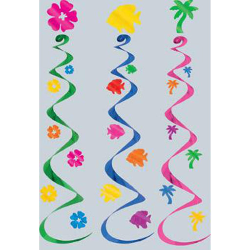 Hawaiian-Themed Luau Whirls (3Pkg) 30"