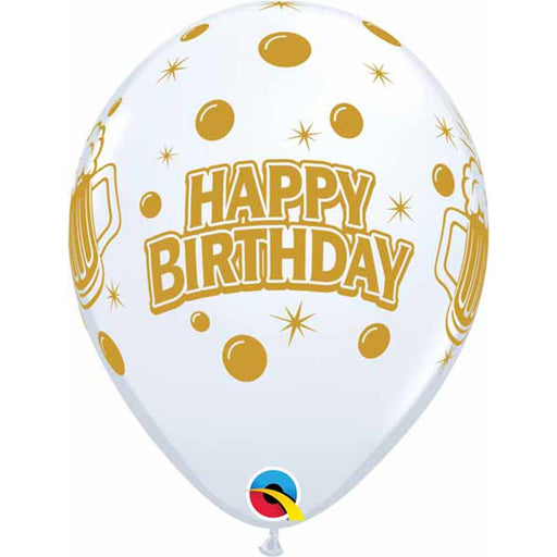 Raise a Toast Qualatex 11″ Birthday Cheers Brew Latex Balloons (50/Pk)