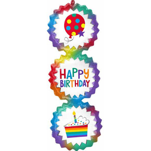 Happy Birthday Ombre Bursts 38" Foil Balloon: Burst of Celebration! (3/Pk)