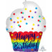 Hbd Satin Cupcake Balloons - 18" Jr Shape S50 Pkg