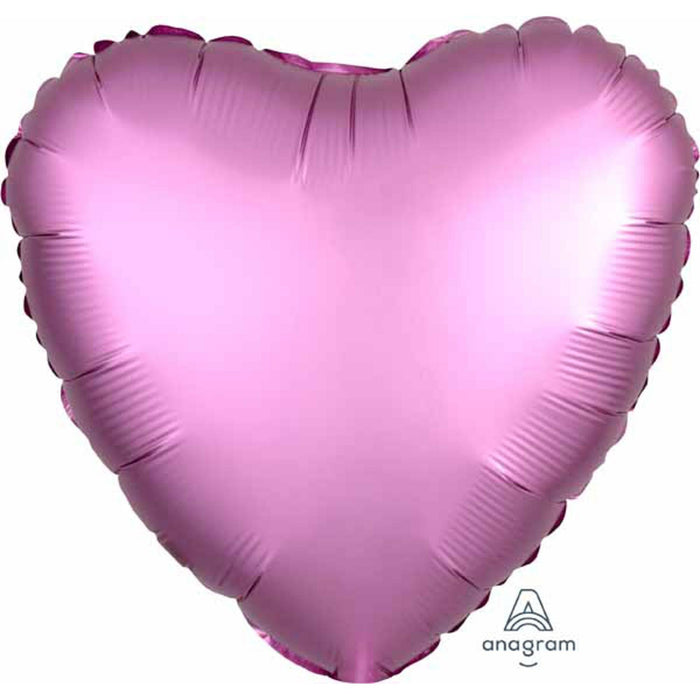 Heart Flamingo Satin Luxe Pillow - 18" Flat S18