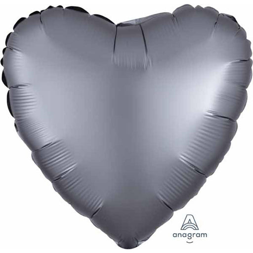 "Heart Graphite Satin Luxe Necklace: 18" Flat Pendant"