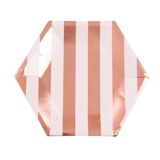 Hexagon-Shaped Rose Gold Party Plates 12ct