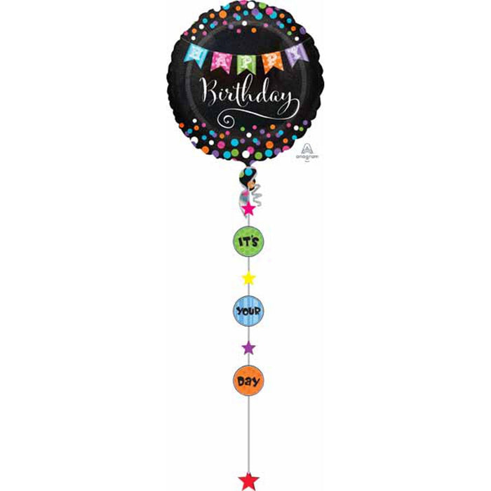 "Holographic Happy Birthday Banner With Drops - P75 Package"
