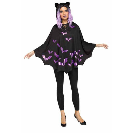 Hooded Bat Poncho - Purple (Fits 4-14)