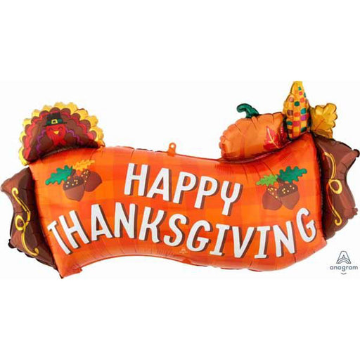 36" Happy Thanksgiving Harvest Banner Foil Balloon (3/Pk)