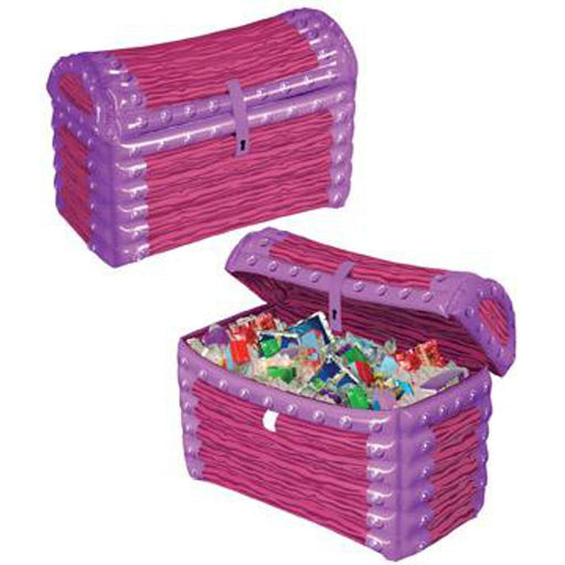 Princess Pirates' Paradise Pink Inflatable Treasure Chest Cooler for Regal Revelry (1/Pk)