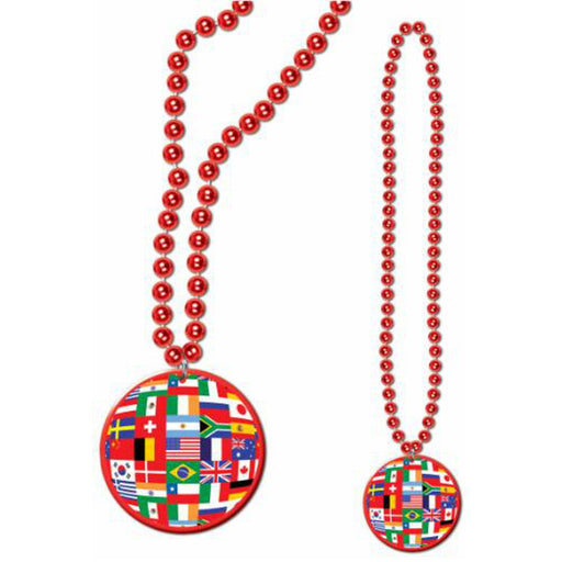 International Flag Medallion Beads 33"