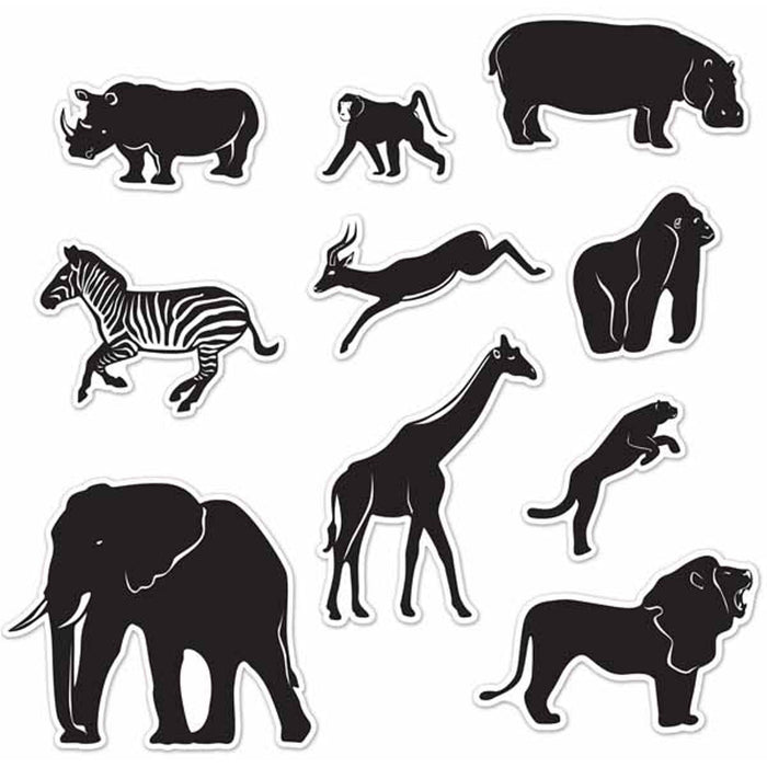 Jungle Animal Silhouettes 10/Pkg