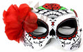 Day of the Dead Half Mask with Red Flower