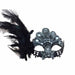 Black and Silver Gem Feather Masquerade Mask