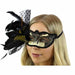 Black and Gold Feather Masquerade Mask
