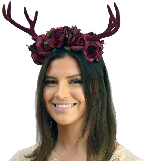 Antlers Headband with Flowers