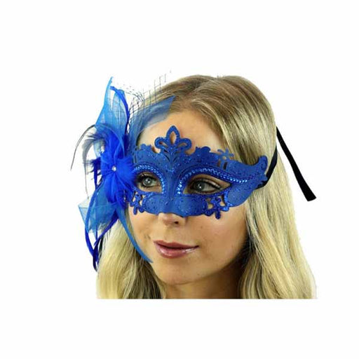 Blue Feather Fascinator Mask