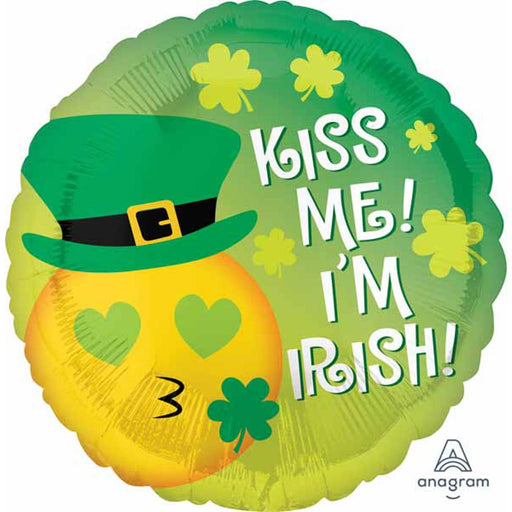 Kiss Me Emoji Irish Balloon 18" Round Shape S40 Package