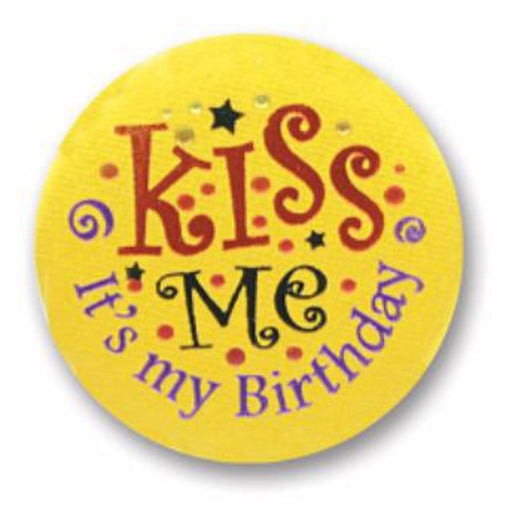 Kiss Me It'S My Bday Button (Pack Of 6)