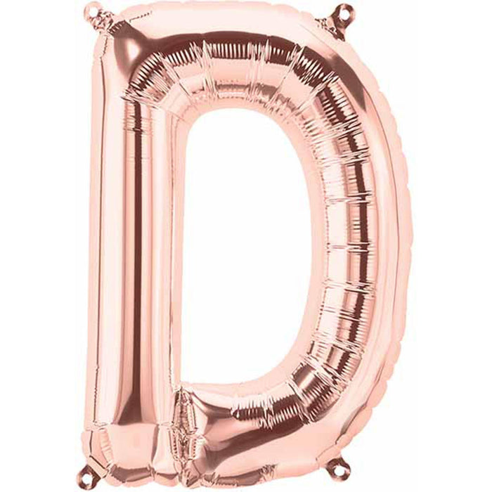 Letter D Rose Gold 16" Packaged 01340