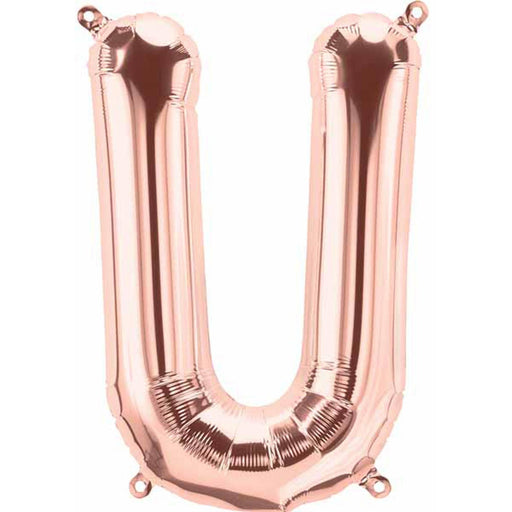 Letter U Rose Gold 16" Packaged