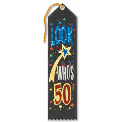 Look Who'S 50 Award Ribbon (2"X8", 6/Cs)