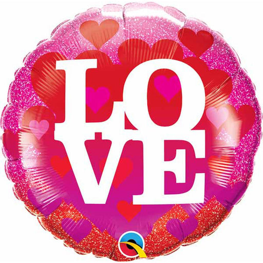 Love Hrts & Glitter 18" Round Balloon Package