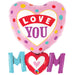 "Love You Mom" Heart Balloon With Dots Design (33")