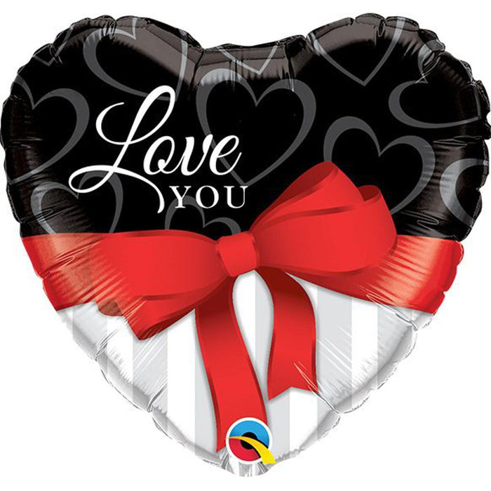 "Love You Red Ribbon 9" Mylar Flat"