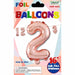 16-Inch Rose Gold Number 2 Foil Balloon