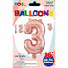 16-Inch Rose Gold Number 3 Foil Balloon