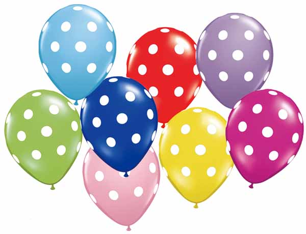 12-Inch Assorted Polka Dot Latex Balloons, 8-Pack