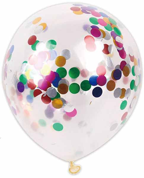 12-Inch Mixed Confetti Print Latex Balloons, 4 Pack