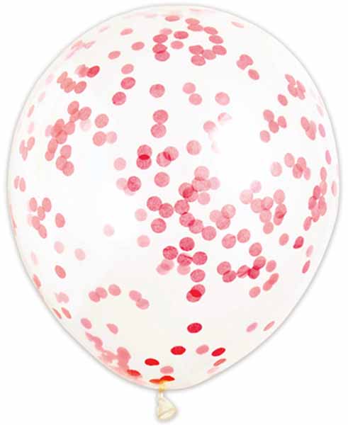 12-Inch Red Confetti Print Latex Balloons, 4 Pack
