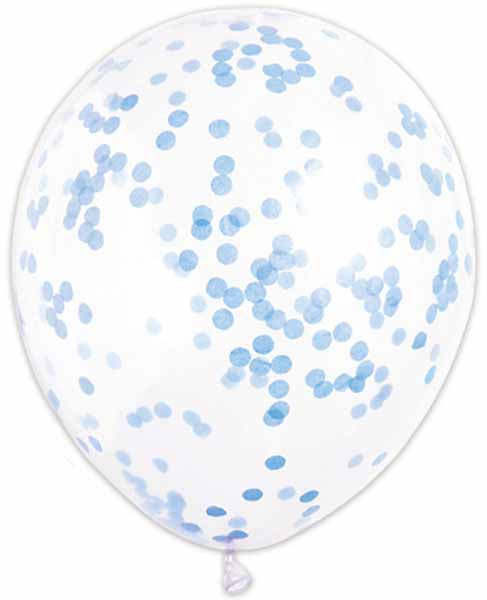 12 Inch Blue Confetti Print Latex Balloons, 4 Pack