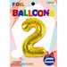 34-Inch Gold Number 2 Foil Balloon
