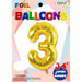 34-Inch Gold Number 3 Foil Balloon