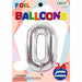 34 Inch Silver Number 0 Foil Balloon