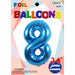 Blue Number 8 Foil Balloon, 34 Inch
