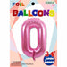 34-Inch Pink Number 0 Foil Balloon