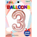 34-Inch Rose Gold Number 3 Foil Balloon