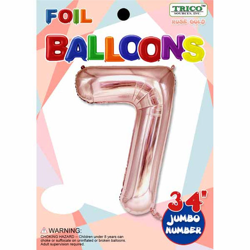 Rose Gold Number 7 Foil Balloon, 34 Inch