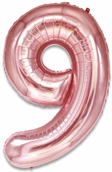 34" Rose Pink Number 9 Foil Balloon