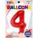 34-Inch Red Number 4 Foil Balloon