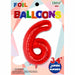 Red Number 6 Foil Balloon, 34 Inch