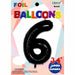 34-Inch Black Number 6 Foil Balloon
