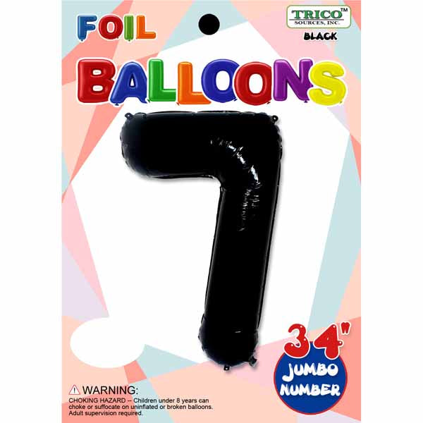 34-Inch Black Number 7 Foil Balloon