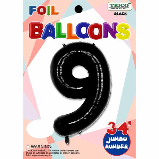 34-Inch Black Number 9 Foil Balloon
