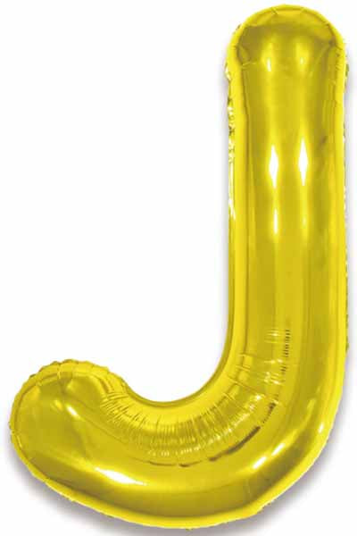 Gold Letter J Foil Balloon, 34 Inch