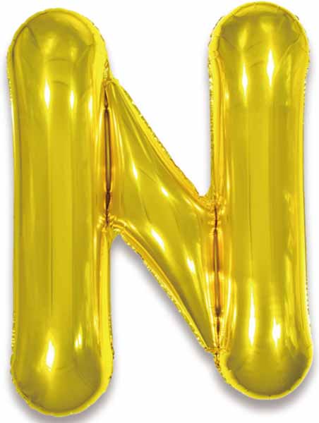 34-Inch Gold Letter N Foil Balloon