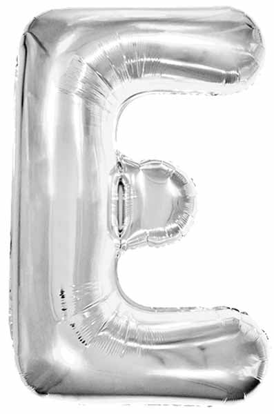 34" Silver Letter E Foil Balloon