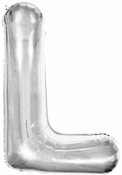 34-Inch Silver Letter L Foil Balloon