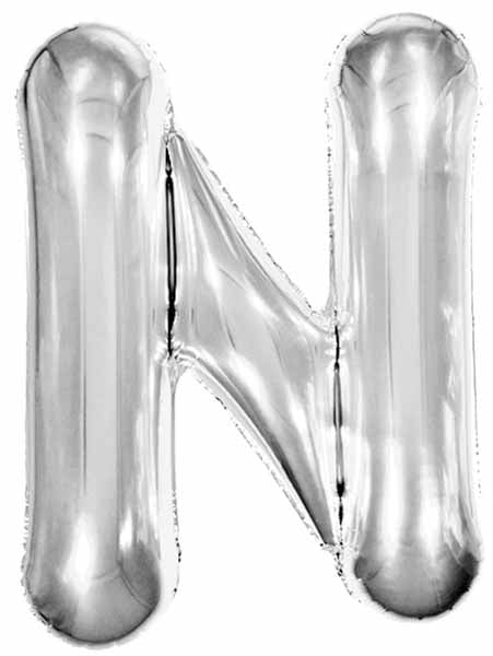34" Silver Letter N Foil Balloon